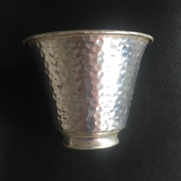 Hammered Silver Metal Vase - Decorative Home Accent - Picture 11 of 12